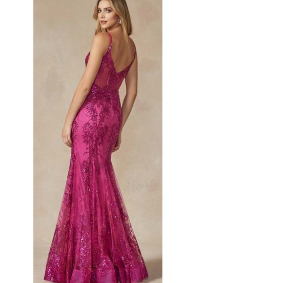Prom Dress - Hot Pink Sequin - Large - Picture 2 of 4